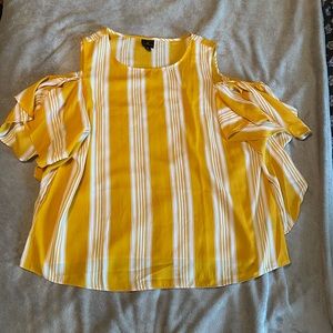 NWOT yellow striped color shoulder top